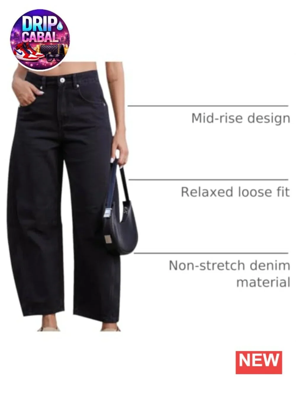 Baggy Wide Leg Barrel Jeans Mid Rise Stretchy Ankle Denim Pants for Women